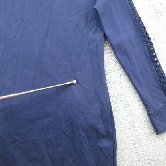 Lilly Pulitzer Skipper Solid Popover Dress XS Navy Crochet Long‎ Sleeve 1/4 Zip - Picture 8 of 13